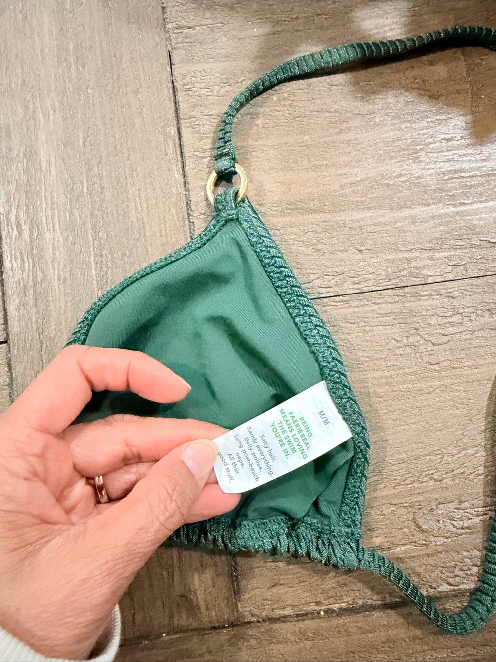 Green Ribbed Triangle Bikini Top - Picture 4 of 5